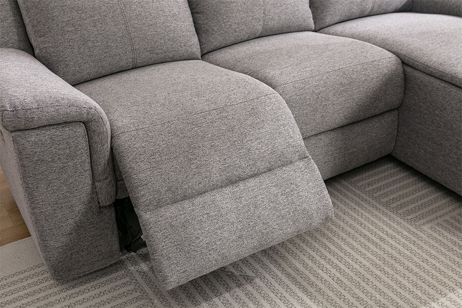 RC-7088 Manual Fabrik Polyester Tebal Berbaring Sofa Sectional Dengan Lands dan Cushion Chaise