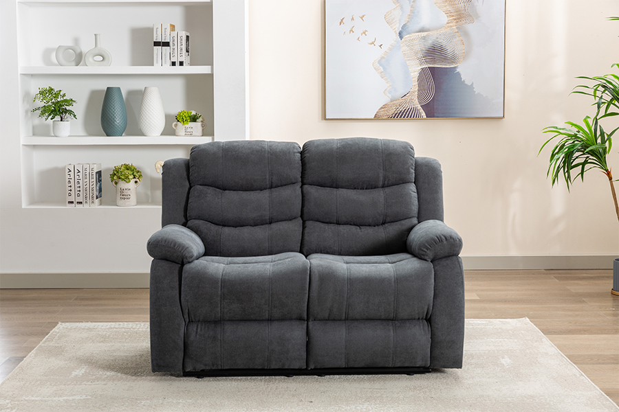 Manual kain poliester RC-9006 berbaring dengan loveseat dengan lengan bantal empuk