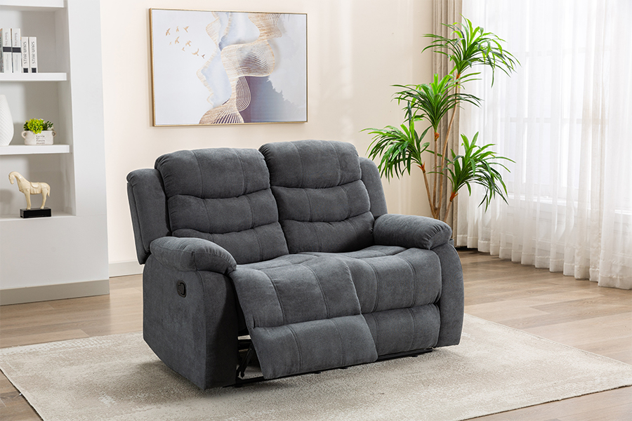 Manual kain poliester RC-9006 berbaring dengan loveseat dengan lengan bantal empuk
