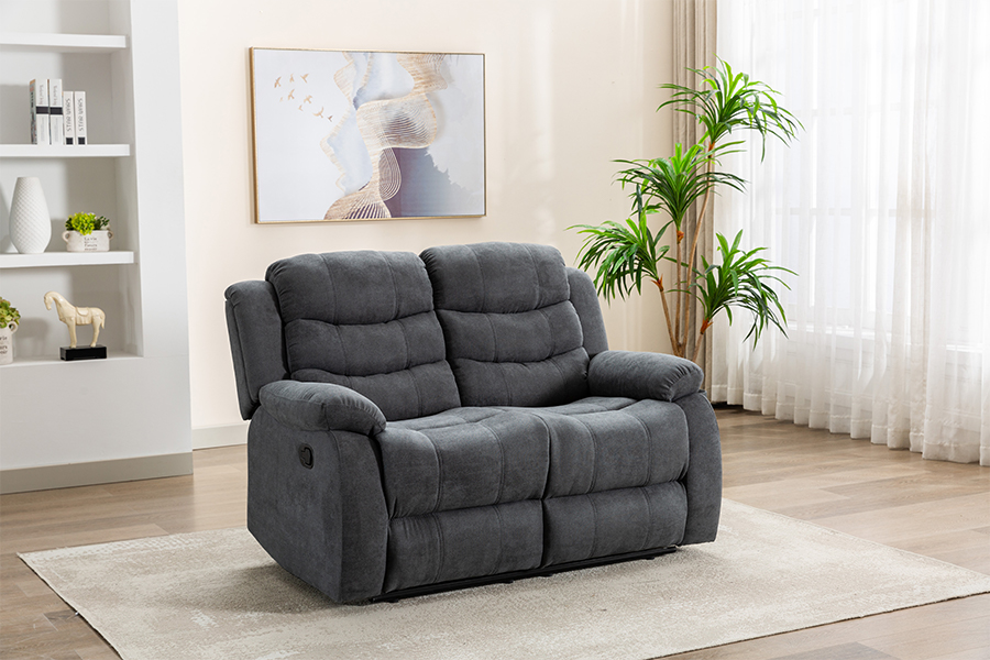 Manual kain poliester RC-9006 berbaring dengan loveseat dengan lengan bantal empuk