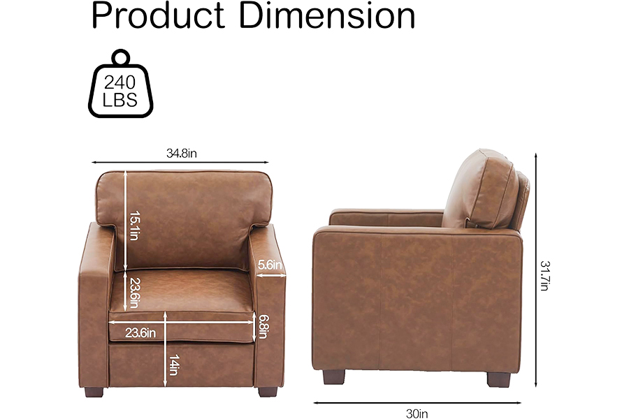PU Faux Leather Couch, Kerusi (SF021-BR-S)/Loveseat (SF021-BR-M)/SOFA (SF021-BR-L)